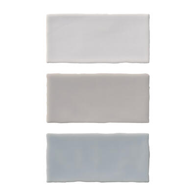 Laura Park Bespoke 2.5-by-5-inch wall tile in White (484997), Taupe (484995), Aegean Blue (484996)