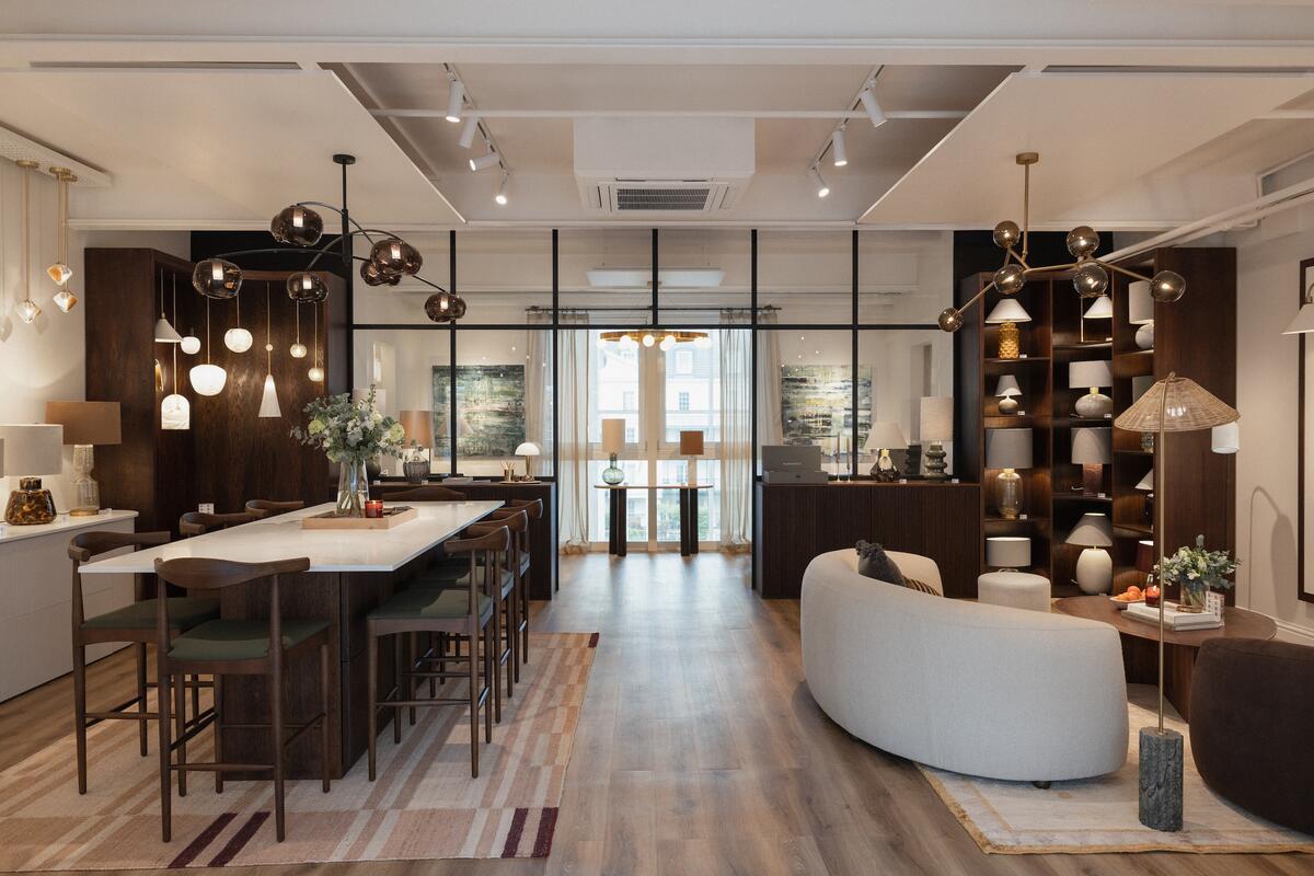 Located in London, the interior of the first-ever Heathfield & Co showroom